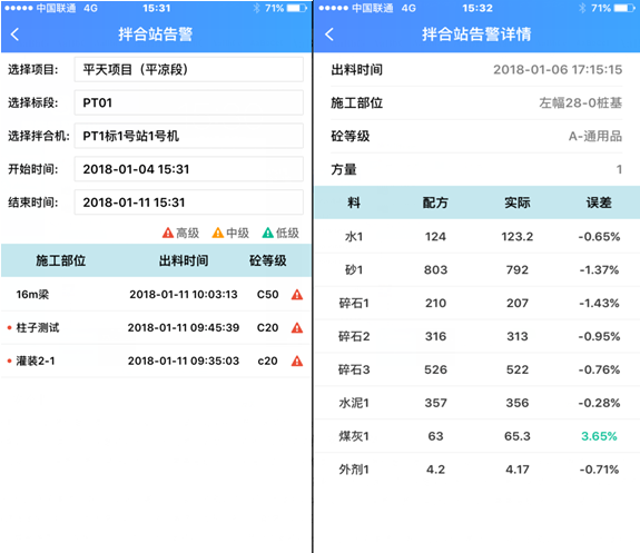 智慧工地APP拌合站预警